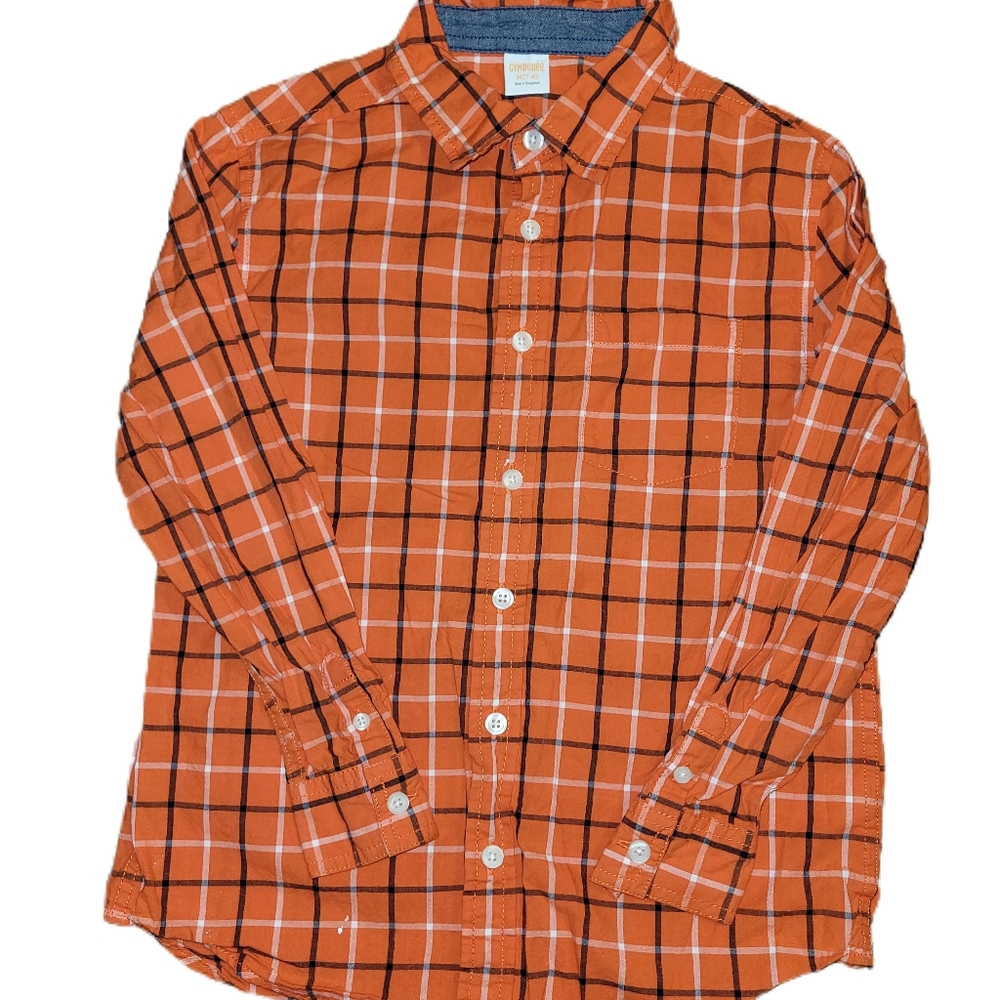 Gymboree Boys Size 8 Orange Button Up Long Sleeve